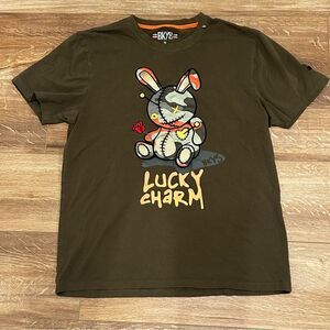BKYS Lucky Charm Shirt Men’s Medium Short Sleeve Olive Green Casual Top Camo